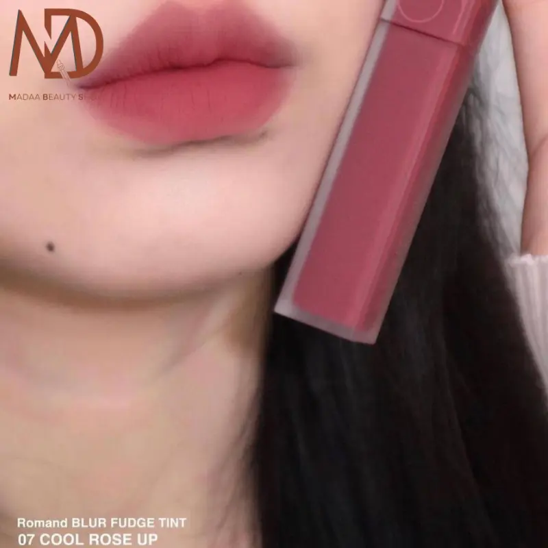 Romand Blur Fudge Tint 07 Cool Rose Up – تینت لب مات رنگ رز خنک با بافت نرم و پوشش یکدست
